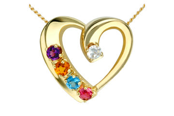 Multicolored Gemstone 14K Yellow Gold Family Pendant With Chain Alain Raphael