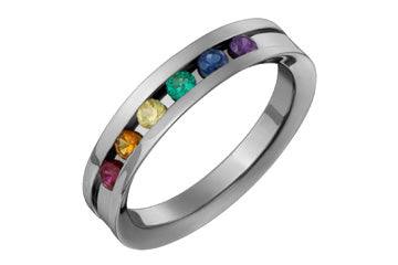 Multicolored Gemstone Rainbow Titanium Ring Alain Raphael