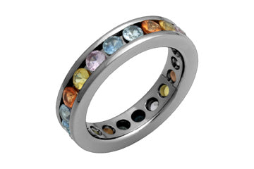 Multicolored Sapphire Eternity Titanium Ring Alain Raphael