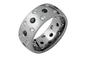 Multiple Random Set Black & White Cubic Titanium Ring Alain Raphael