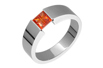 Orange Colored Square Illusion Tension Titanium Ring Alain Raphael