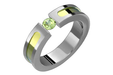 Peridot Tension Set Titanium Ring With lime Inlay Alain Raphael