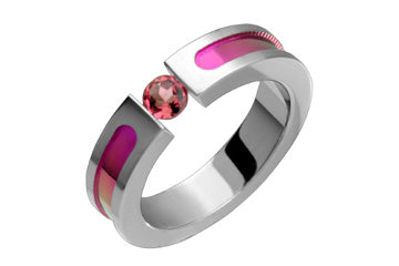 Pink Tourmaline Tension Set Titanium Ring & Pink Inlay Alain Raphael