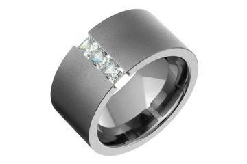 Princess Cut Tension Set Titanium Ring Alain Raphael