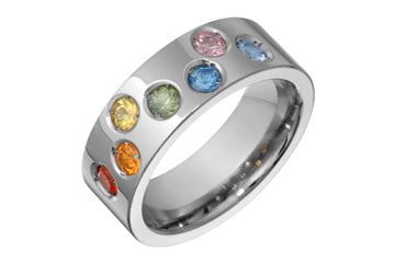 Rainbow Multicolored Sapphire Titanium Ring Alain Raphael