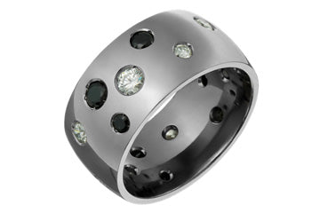 Random Set White & Black Cubic Zirconia Titanium Ring Alain Raphael
