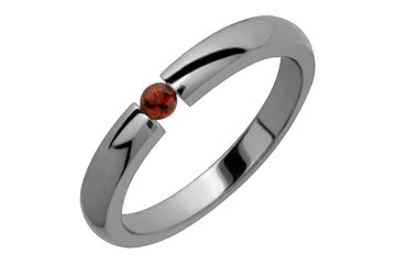 Rich Red Garnet Tension Set Titanium Ring Alain Raphael