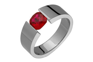 Ruby Checkered Cushion-Cut Tension Titanium Ring Alain Raphael