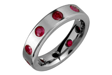 Ruby Set Eternity Titanium Ring Alain Raphael
