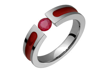 Ruby Tension Set Titanium Ring With Red Inlay Alain Raphael