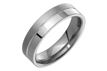 Sandblast & Polished Grooved Titanium Ring Alain Raphael