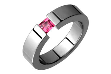 Sparkling Rose Square Pink Tourmaline Tension Titanium Ring Alain Raphael