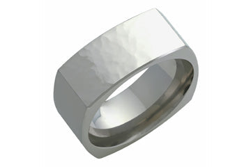 Sqare Shape Titanium Ring with Hammered Finish Alain Raphael
