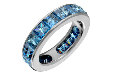 Square Blue Topaz Illusion Eternity Titanium Ring Alain Raphael