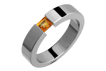 Square Citrine Titanium Tension Set Ring Alain Raphael