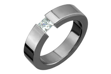 Square Cubic Zirconia Tension Set Titanium Ring Alain Raphael