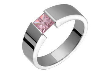 Square Illusion Pink Tourmaline & Titanium Ring Alain Raphael