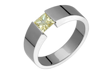 Square Yellow Illusion Tension Set Titanium Ring Alain Raphael