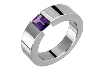 Stunning Purple Octagon Tension Set Amethyst & Titanium Ring Alain Raphael