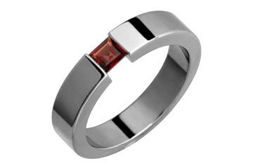 Stunning Tension Set Square Garnet Titanium Ring Alain Raphael