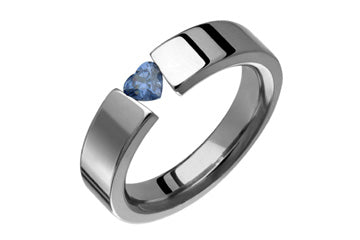 Tanzanite Heart Shape Tension Set Titanium Ring Alain Raphael