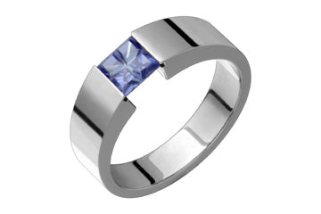 Tanzanite Square Illusion Tension Set Titanium Ring Alain Raphael