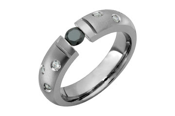 Tension Set Black Cubic & Diamond Titanium Ring Alain Raphael