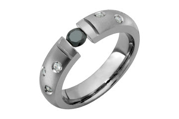 Tension Set Black Cubic & Diamond Titanium Ring Alain Raphael