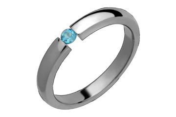 Tension Set Blue Topaz & Titanium Ring Alain Raphael