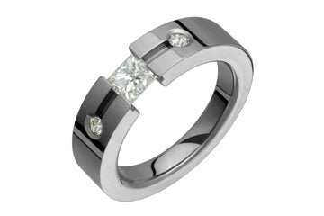 Tension Set Cubic Zirconia & Diamond Titanium Ring Alain Raphael