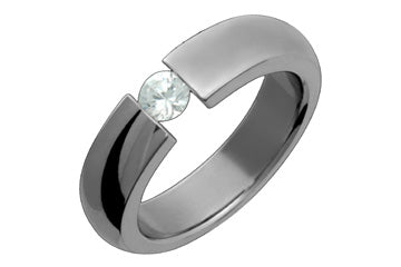 Tension Set Cubic Zirconia Titanium Ring Alain Raphael