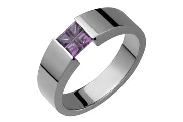 Tension Set Illusion Cut Amethyst Titanium Ring Alain Raphael