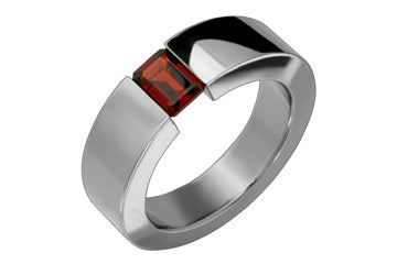 Tension Set Octagon Garnet Titanium Ring Alain Raphael