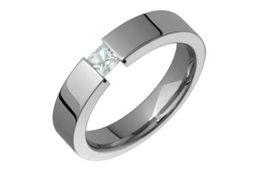 Tension Set Princess Cut Cubic Zirconia Titanium Ring Alain Raphael