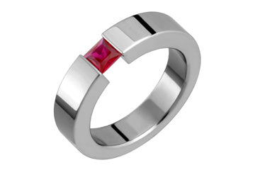 Tension Set Rich Red Square Ruby Titanium Ring Alain Raphael