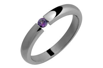 Tension Set Round Amethyst & Titanium Ring Alain Raphael