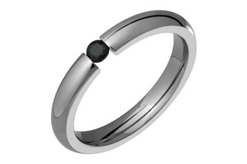 Tension Set Round Black Zirconium Titanium Ring Alain Raphael