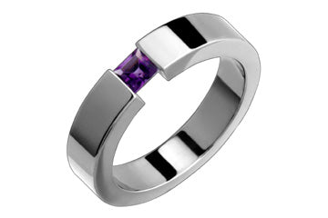 Tension Set Square Amethyst Titanium Ring Alain Raphael