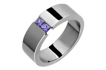 Tension Set Square Tanzanite Titanium Ring Alain Raphael