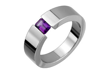 Tension Set Square Vibrant Amethyst Titanium Ring Alain Raphael