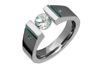 Tension Set Titanium Ring With Diamond & Cubic Zirconia Alain Raphael