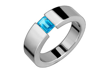 Tension Set Titanium Ring With Octagon Blue Topaz Alain Raphael