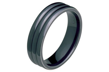 Three Radius Black Titanium Wedding Band Alain Raphael