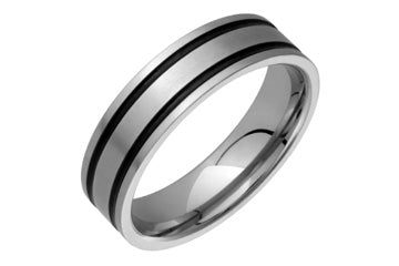 Titaniium Ring With Black Resin Grooves Alain Raphael
