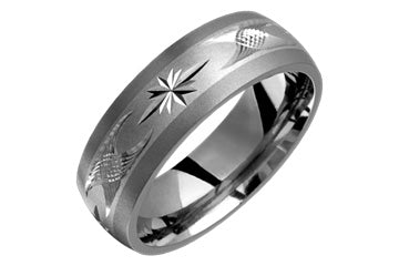 Titanium & 14K White Gold Starlight Design Ring Alain Raphael