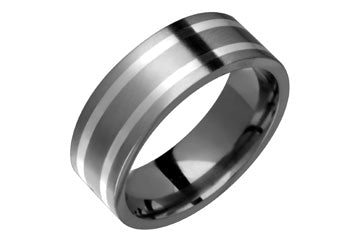 Titanium & .925 Silver Inlay Ring Alain Raphael