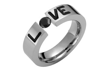 Titanium & Black Inlay LOVE Ring Alain Raphael