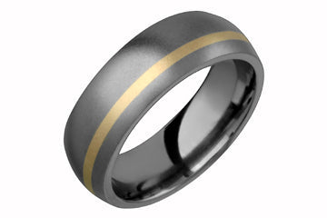 Titanium Comfort Fit Domed Band with Lopsided Yellow Gold Inlay Alain Raphael