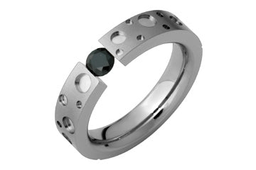 Titanium Crater-Like Black Cubic Tension Set Ring Alain Raphael