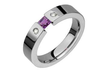 Titanium Diamond & Amethyst Tension Ring Alain Raphael